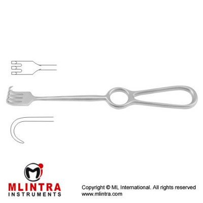 Kocher Retractor 3 Semi Sharp Prongs Stainless Steel, 22 cm - 8 3/4"